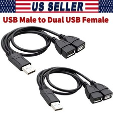USB 2.0 A Male To 2 Dual USB Female Jack Y Splitter Hub Power Adapter Cable Lot picture