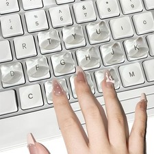 80 Clear Glass Raised Keyboard Stickers for Long Nails Typing Risers picture