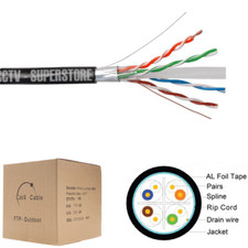 1000FT CAT6 Shielded Outdoor Cable FTP Waterproof DIRECT BURIAL 23 AWG UV  picture