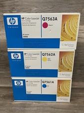New Set of 3 HP Genuine Factory Sealed Q7561A Q7562A Q7563A Magenta Yellow Cyan picture