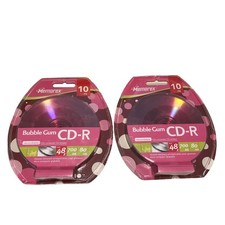Two Memorex Bubble Gum Recordable 48x speed 700MB 80 Min CD-R Discs 10-Pack picture