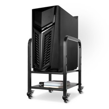 2-Tier CPU Holder Cart Under Desk Computer Tower Stand Mobile PC Tower Stand picture