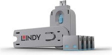Modern Pack of 4 USB Locks in Blue - Easy Key Unlock for Device Protection picture