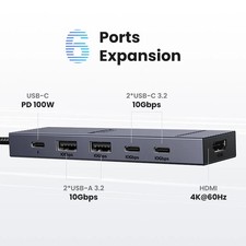 UGREEN USB C Hub 10Gbps 6-in-1 4K@60Hz HDMI PD100W for MacBook Laptop picture