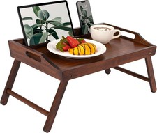 Elegant Bamboo Bed Tray – Fits Up to 15.6” Laptops with Integrated Tablet Holder picture