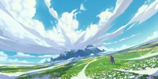 Landscape yh wu art fantasy clouds flowers field staff Custom Gaming Mat Desk picture