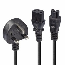LINDY 30374 UK 3 Pin Plug to IEC C13 & IEC C5 Splitter Extension Cable, Black, 2 picture