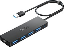 Acer 4-Port USB 3.0 Hub Splitter Laptop Extender w/ Type-C Power Port, 2ft Cable picture