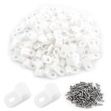 100 Pack White 5/16 Inch RType Nylon Cable Clamps Fasteners With Screws picture