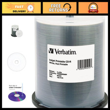 100 Pack CD-R 700MB 52X White Inkjet Printable Discs - High-Quality Blank Media picture