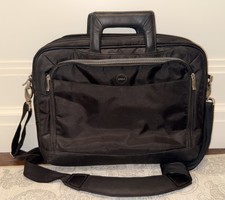Dell Computer 3 Layer Laptop Bag Black Canvas Messenger Briefcase Shoulder Bag picture