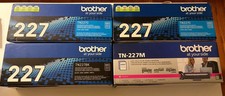 Brother TN227 Genuine OEM Toner Cartridge - Lot Of 4- Black, Magenta, 2 Cyan picture