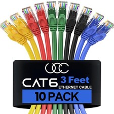 Ultra Clarity Cables Cat 6 Ethernet Cable 3 Feet, 10 Pack, 5 Colors picture