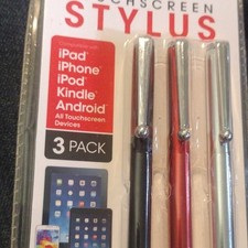 iWorld Touchscreen Stylus 3 Pack Soft Silicone Tip Black Red Silver Universal picture