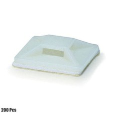 200 Pcs 25x25mm Self Adhesive Cable Wire Zip Tie Mount Clip Wall Holder White picture