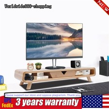 Wooden Bamboo Monitor Stand Desktop Laptop Desk 24*7.9*4.5Inch With Drawer picture