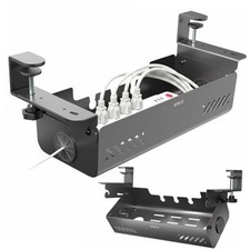 No Drill 19 inch Clamp-On Under Desk Cable Management Box with Flip-Open Lid, picture