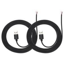 2Pcs 1.5m/4.92Ft USB Pigtail Cable, 5V 2.4A USB A to 2 Pin Bare Wires, Black picture