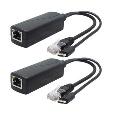 2-Pack 5V PoE Splitter, USB , 48V to 5V 2.4A, IEEE 802.3af Compliant, 10/100Mbps picture