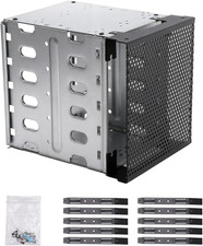 5.25in to 5x3.5in Hard Drive Cage, Modular Optical Bay HDD Rack, Silver picture