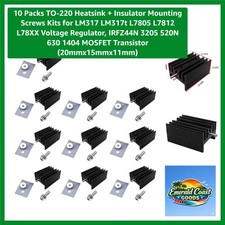 Efficient 10-Pack Black TO-220 Heatsink & Insulator Kits for Voltage Regulators picture