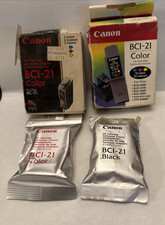 Vntg 4 Canon  BCI-21 Ink cartridges color & black 2 in original boxes Unopened picture