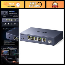 6-Port 2.5Gb Ethernet Switch, 5 x 2.5Gb + 1 x 10Gb SFP+, High-Speed Network Hub picture