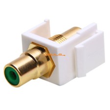 RCA Keystone Jack Modular Insert Female to Female Coupler White w/ Green Center picture
