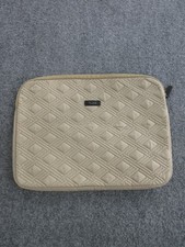 Tumi Laptop Sleeve Case Beige Padded Quilted Nylon Geometric Protective Computer picture