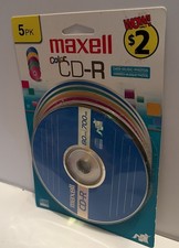 Maxwell 5 Pack Color CD-R 700MB 80 Minute Data Music Photos Sealed picture