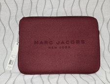 Marc Jacobs New York Tablet Sleeve Padded Red Zip Logo Dark Cherry picture