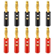 Jiozermi Speaker Banana Plugs, 4mm, Gold Plated, 10 Pcs Red and Black picture