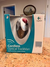 Logitech 904369-0403 TrackMan Cordless Optical Mouse Brand New Old Stock Sealed picture