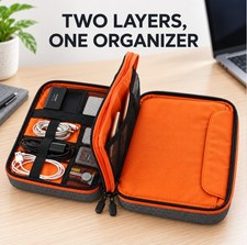 Double Layer Electronics Organizer Cable Bag Storage Case for Cords Chargers USB picture