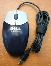 Vintage DELL by Logitech USB Optical Mouse M-UR69 DARK GRAY - GOOD COND picture
