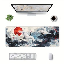 1pc Large Size Mouse Pad, Japanese Ink Painting Design, Washable Non-Slip Offi picture