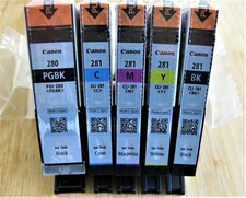 5PK GENUINE CANON PIXMA PGI-280XL PGBK CLI-281 BK C M Y INK CARTRIDGE SET OEM picture