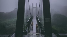 Landscape animals bridge mist rain wet grass Custom Gaming Mat Desk picture