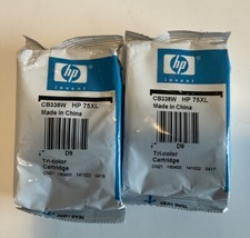 NIP Lot of 2 Genuine HP 75XL Tri-Color Ink Cartridges Sealed Foil picture