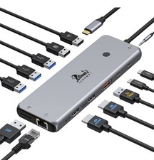 USB C Hub USB C Docking Station Dual Monitor 13 in 1 Triple Display Multiport... picture