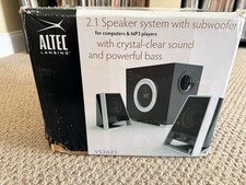 Altec Lansing VS2621 Powered Computer Speakers Silver Black Desktop Pair New picture