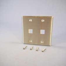 Leviton STANDARD 2-Port 2-Gang Stainless Steel Quickport Wallplate 43080-2S2 picture