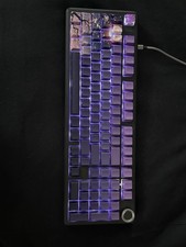 Purple Mechanical Wired Keyboard Illuminated Floral Keycaps Rotary Knob QWERTY picture