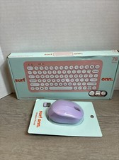 Surf Onn Compact Wireless Keyboard Pink & Wireless Mouse Purple Retro NEW picture
