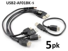 5-PACK 1ft. USB 2.0 A-Type Male to Female Black Extension Cable, USB2-AF01BK picture