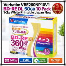 Verbatim VBE260NP10V1 BD-RE DL 50GB 10 Pack 1-2x White Printable Japan New picture