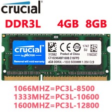 CRUCIAL DDR3 DDR3L 4GB 8GB 16GB 1600 1333 1066 Laptop Memory RAM SODIMM 204-Pins picture