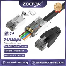 ZoeRax CAT6A CAT7 Connector RJ45 Connectors Pass Through with Strain Relief Boot picture