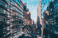 Landscape new york city street modern architecture Custom Gaming Mat Desk picture