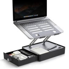 YUMFUN Laptop Stand with Storage Drawer, Heavy-Duty Metal Laptop Riser for Desk, picture